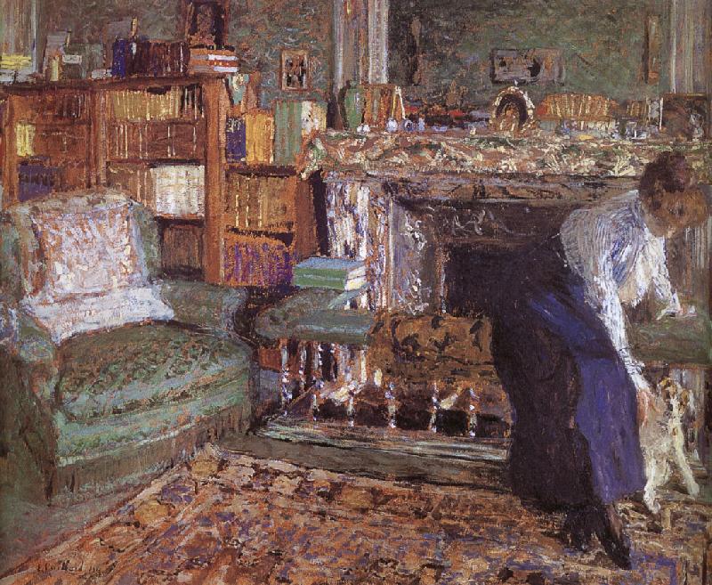 Edouard Vuillard Margaret playing with her puppy